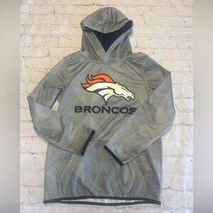 NFL Denver Bronco Youth Football Team Hooded Sweatshirt Grey Lg 10/12
